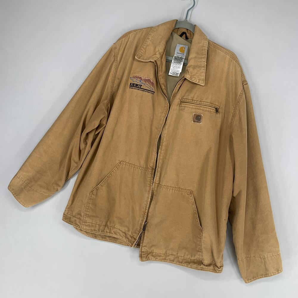 Carhartt Canvas Jacket Mens XL Brown Lined Bomber Work Full Zip Vintage 1990s - Picture 2 of 12